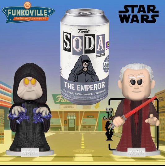 Star Wars Emperor Palpatine w/ Chancellor Chase Funko Soda (SDCC 2023 Convention Exclusive)
